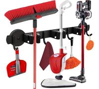 ULIBERMAGNET Support magnétique pour balai à serpillère, mobile, support magnétique antidérapant, montage mural utilitaire pour garage, cuisine, buanderie, jardin (3 racks / 4 crochets)