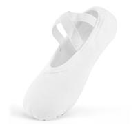Ulicox Chausson de Ballet Fille Demi Pointe Danse Classique Femme Élastique Chaussure Danse pour Yoga Performance Gymnasti Blanc 33