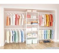 Ulif Système d'organisation de placard M2, hauteur de 1,8 m monté au mur avec 4 tringles de suspension extensibles, 5 étagères de 60 cm de long x 36,8 cm de large, convient pour un espace total de 1,8