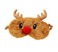 Ulife Mall 3D Masques de Sommeil de Noël Mignon Renne Drôle Animaux Masque de Nuit en Peluche pour Dormir Voyage Bandeau pour les yeux Respirant Couverture des Yeux pour Enfant Femme Filles - Marron