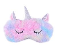 Ulife Mall 3D Masques de Sommeil en Peluche Mignon Licorne, Masque de Nuit pour Dormir Voyage Bandeau pour les yeux Respirant Couverture des Yeux pour Enfant Femme Filles - Arc en ciel