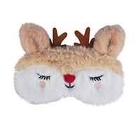 Ulife Mall 3D Masques de Sommeil en Peluche Mignon Orignal de Noël, Masque de Nuit pour Dormir Voyage Bandeau pour les yeux Respirant Couverture des Yeux pour Enfant Femme Filles - Beige