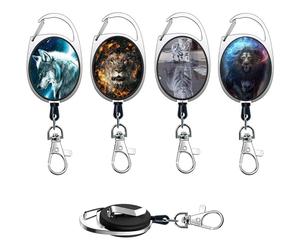 Ulife Mall 4 Set Porte-Clés Rétractable, Mousqueton Porte-Clés avec Cordon Rétractabler, Porte-Badge Lourd Enrouleur avec Clip de Fixation de Ceinture pour Key ID Titulaire de La Carte Homme Femme (A)