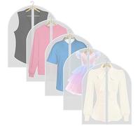 Ulife Mall Lot de 5 housses de vêtements avec fermeture éclair en PEVA - Translucide, anti-poussière et anti-mites - Sacs de rangement réutilisables pour homme et femme - 60 x 80 cm