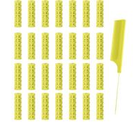 Ulifebetter Lot de 28 bigoudis auto-agrippants en plastique sans chaleur avec peigne pour cheveux courts, fins et fins - 1,5 cm - Jaune