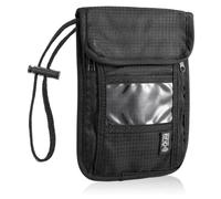 UlifeBetter Portefeuille tour de cou de voyage noir pour passeport - Pochette étanche avec blocage RFID - Pochette pour argent avec sangle réglable - Portefeuille de voyage pour homme et femme, noir,