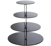 Ulifeme Présentoir Cupcake, 4 Etages Presentoir Gateau pour Mariage, Bébé Fête & L'après-midi Thé, 4mm Épaisseur Acrylique Dessert Tour Support for Muffin et Gâteau, Diamètre 12"/ 10"/ 8" / 6" (Noir)