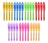 Ulifeme Stylo Encre Invisible, 28 Pièces Spy UV Stylos pour Enfant, Stylo Secret avec UV LED lampe pour Anniversaire, Fête, Activité et Festival, Cadeau Message Magique pour Enfants