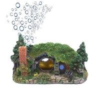 Ulifery Décoration Naturelle pour Aquarium - Maison Hobbit avec bulleur - pour Cacher Un Trou de Reptile - Abri d'aquarium - Ornement rocailleux d'aménagement paysager - Petite Taille