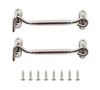 ULIFESTAR Lot de 2 loquets à crochet et œillet en acier inoxydable robuste pour porte de grange coulissante, volets de fenêtre, garage, clôture, placard, abri de jardin avec vis (15,2 cm, argenté)