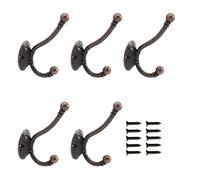 Ulifestar Lot de 5 crochets muraux en métal pour accrocher manteaux, serviettes, clés, plantes, vêtements, sacs, imperméables et rustiques pour garage, cuisine, salle de bain avec vis (cuivre rouge)