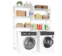 ULIFHOME U15 Étagères de rangement pour lave-linge et sèche-linge, économiseur d'espace, étagère métallique à 6 niveaux avec 4 crochets pour l'organisation, 160 x 44 x 190 cm (l x P x H), peut