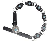 ULIJTH Ceinture large réglable en cuir PU pour femme avec décorations turquoises pour diverses occasions Ceinture Western Disc Ceinture turquoise pour femmes, 875 Argent ancien B, taille unique