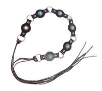 ULIJTH Ceinture large réglable en cuir PU pour femme avec décorations turquoises pour diverses occasions Ceinture Western Disc Ceinture turquoise pour femmes, café, taille unique