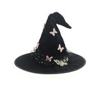 ULIJTH Chapeau de sorcière papillon réglable et durable pour fête d'Halloween - Accessoire de costume mystique