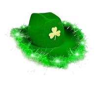 ULIJTH Chapeau de trèfle vert à LED populaire pour la StPatricks - Accessoires de fêtes irlandaises - Chapeau de fête sur le thème du festival - Couvre-chef pour tous les âges