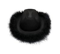 ULIJTH Chapeau Fedora rétro en feutre pour femme et homme - Chapeau de cowboy pour fête - Chapeau de cosplay pour adulte - Avec bande antidérapante pour grand bord en plumes, Noir , Taille unique
