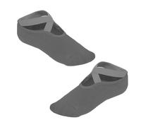 ULIJTH Chaussettes de yoga de danse combinant un coussinet de traction souple en tissu texturé à lanières pour tous les jours Chaussettes de fitness à lanières avec grip en silicone, gris foncé