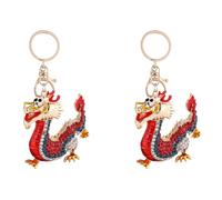 ULIJTH Lot de 2 porte-clés élégants en forme de dragon chinois avec strass étincelants pour sacs à main, décoration de fête, porte-clés dragon en cristal