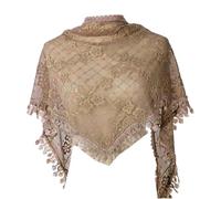 ULIJTH Mantilla Voile catholique en dentelle pour femme Couvre-tête de masse latine Triangle Messe Voile brodé, kaki clair, Taille unique