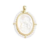 ULIJTH Médailles ovales à la mode Vierge Marie, accessoire pour la fabrication de bijoux avec perles d'eau douce et coquillages