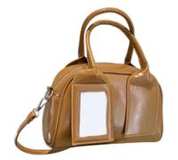 ULIJTH Sac à bandoulière décontracté accrocheur en polyuréthane avec bandoulière réglable et sacoche compacte pour une organisation essentielle, marron, One Size