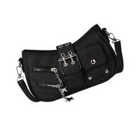 ULIJTH Sac à bandoulière élégant et décontracté avec ceinture modifiable, substance permanente, fin pour tous les jours, sac en coton unisexe moderne, Noir , One Size