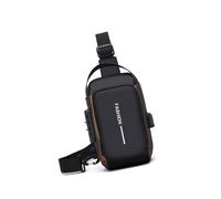 ULIJTH Sac à bandoulière ergonomique pour homme avec fermeture éclair invisible, compartiments organisationnels, accessoire de style de vie urbain, sac à bandoulière en tissu Oxford, noir/doré, One