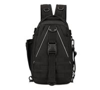 ULIJTH Sac à dos de pêche, sac à dos de pêche avec support de canne à pêche, sac de rangement étanche pour matériel de pêche, sac à bandoulière, Noir