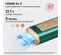 ULIKE Air 2 Épilateur IPL avec technologie de refroidissement par glace indolore, corps et visage - Vert