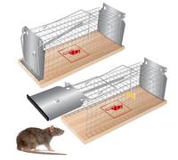 Ulikey 2 Pièces Piege a Souris Vivante, Piège de Capture, Piege a Rat Cage Réutilisable pour Intérieur Extérieur Jardin, Maison, Cuisine (Jaune)