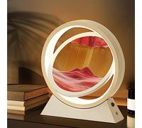 Ulikey Cadre Sable Mouvant 3D avec Veilleuse LED - Sablier Décoratif en Verre Rond, Image Dynamique de Sable Qui Coule pour Adultes et Décoration (Blanc Rouge)