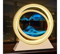 Ulikey Cadre Sable Mouvant 3D avec Veilleuse LED - Sablier Décoratif, Image Dynamique, Peinture Qui Coule pour Adultes, Décoration Bureau à Domicile (Orange-Bleu)