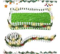 Ulikey Clôture de Jardin Miniature, Clôtures en Bois Brun Clôture Flexible Décoration de Jardin, Mini Clôture de Noël avec Lumières, DIY Clôture Blanche pour Maison de Poupée, Pot de Fleurs, 5 * 90cm