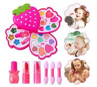 Ulikey Coffrets Maquillage Lavable Enfant Jouet Fille, Palette Maquillage en Forme de Fraise, Make Up Set Jouet de Maquillage Jouet Cadeau de Noël Anniversaire pour Princesse Filles (Rose)