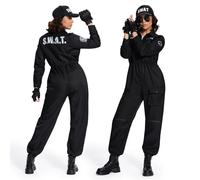 Ulikey Déguisement SWAT Femme, Combinaison SWAT Femme Ensemble Costume Policier Adulte Costume SWAT Femme avec SWAT Casquette de Baseball, Lunettes de Soleil et Gants pour Carnaval Halloween (XL)