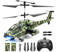 Ulikey Hélicoptère Télécommandé, 2,4 GHz Hélicoptère RC Militaire, Avion RC avec 2 Piles et Lumière LED, Décollage/Atterrissage en 1 Touche, Jouets Cadeaux pour Garçons 8+ (Vert)