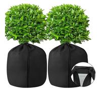 Ulikey Lot de 2 Voile Hivernage Plante Exterieur, 45x50 cm Housses d’hivernage pour Plantes en Pot, Protection Pot de Fleur Hiver, Peut être Froid, Résistant aux Intempéries, Chaud, Réutilisable, Noir