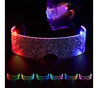 Ulikey Lunettes Lumineuses, Lunette LED Lumineux, Lunettes Cyberpunk LED, Lunette Futuriste, 7 Couleurs, Double Contrôle, pour Fête Discothèque, Halloween, Bar, DJ, Cosplay, Concert - Ciel Étoilé