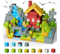 Ulikey Magnetic Blocks, 128 Pièces Construction Magnetique Enfant 2.5 CM Cube Magnétique Cube Magnétique pour Enfants 4 5 6 7 8 9 10 Ans (Forêt)