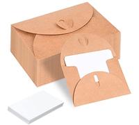 Ulikey Mini Enveloppes, 40pcs Enveloppes en Papier Kraft et 40pcs Cartes Vierges Blanches, Creative Rétro Mignon Petite Enveloppe en Forme de Coeur pour Noël Thanksgiving Mariage Anniversaire Fête