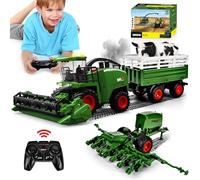 Ulikey Moissonneuse Batteuse Telecommande, 2,4 GHz Tracteur Electrique Enfant avec Lumière, Remorque, Moissonneuse, Planteuse, Jouet Ferme Cadeau d'anniversaire pour Enfants 3 4 5 6 7 Ans