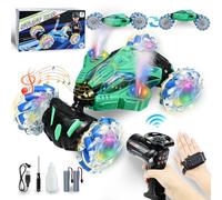 Ulikey Voiture Télécommandée, 360° Rotation Offroad Drift Car avec Musique Lumière et Spray, 4WD 2.4 Ghz RC Voiture Enfant, Jouet Enfant Cadeau Garçon Fille 6 7 8 9 10 11 12 Ans (Vert)