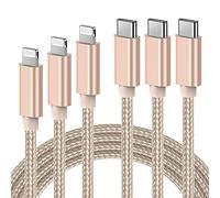 Ulinek Câble USB C vers lightning 1M+2M+3M, Chargeur Rapide iPhone MFi Certifié Câble Nylon Tressé,USB C Cordon Power Delivery Compatible avec iPhone 11 12 Pro Se 2020 X XR XS 8 Plus iPad Pro,Or