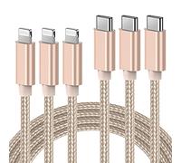 Ulinek Câble USB C vers lightning 2M, Chargeur Rapide iPhone MFi Certifié Lot de 3 Câble Nylon Tressé,USB C Cordon Power Delivery Compatible avec iPhone 11 12 Pro Se 2020 X XR XS 8 Plus iPad Pro,Or