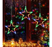 Ulinek Rideau Lumineux 3 Étoiles, 30 LEDs Étoile Lumineuse Noël à Piles Multicolore, 8 Modes Décoration Éclairage Noël Intérieur/Extérieur Suspendre, Déco Lumière pour Vitrine Fenêtre Vitre Mur