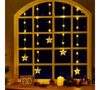 Ulinek Rideau Lumineux Étoiles, 5+27 Étoiles Lumineuse Noël Fenêtre Décoration à Piles, 8 Modes Décoration Éclairage Noël Intérieur/Extérieur Suspendre, Déco Lumière pour Vitrine Fenêtre Vitre