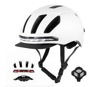 Ulip Casque de vélo Intelligent avec lumière LED Avant arrière Visière Amovible et Doublure pour Adultes Hommes Femmes Blanc