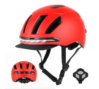 Ulip Casque de vélo Intelligent avec lumière LED Avant arrière Visière Amovible et Doublure pour Adultes Hommes Femmes Vélo Skateboard Vélo Rouge