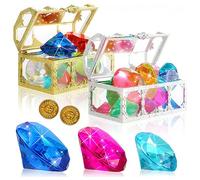Ulisem Jouets De PlongéE 24 PièCes, Jouets De Piscine pour Enfants, Jeux De Piscine, Ensembles De Jouets De Piscine avec Pierres PréCieuses, Coffre Au TréSor